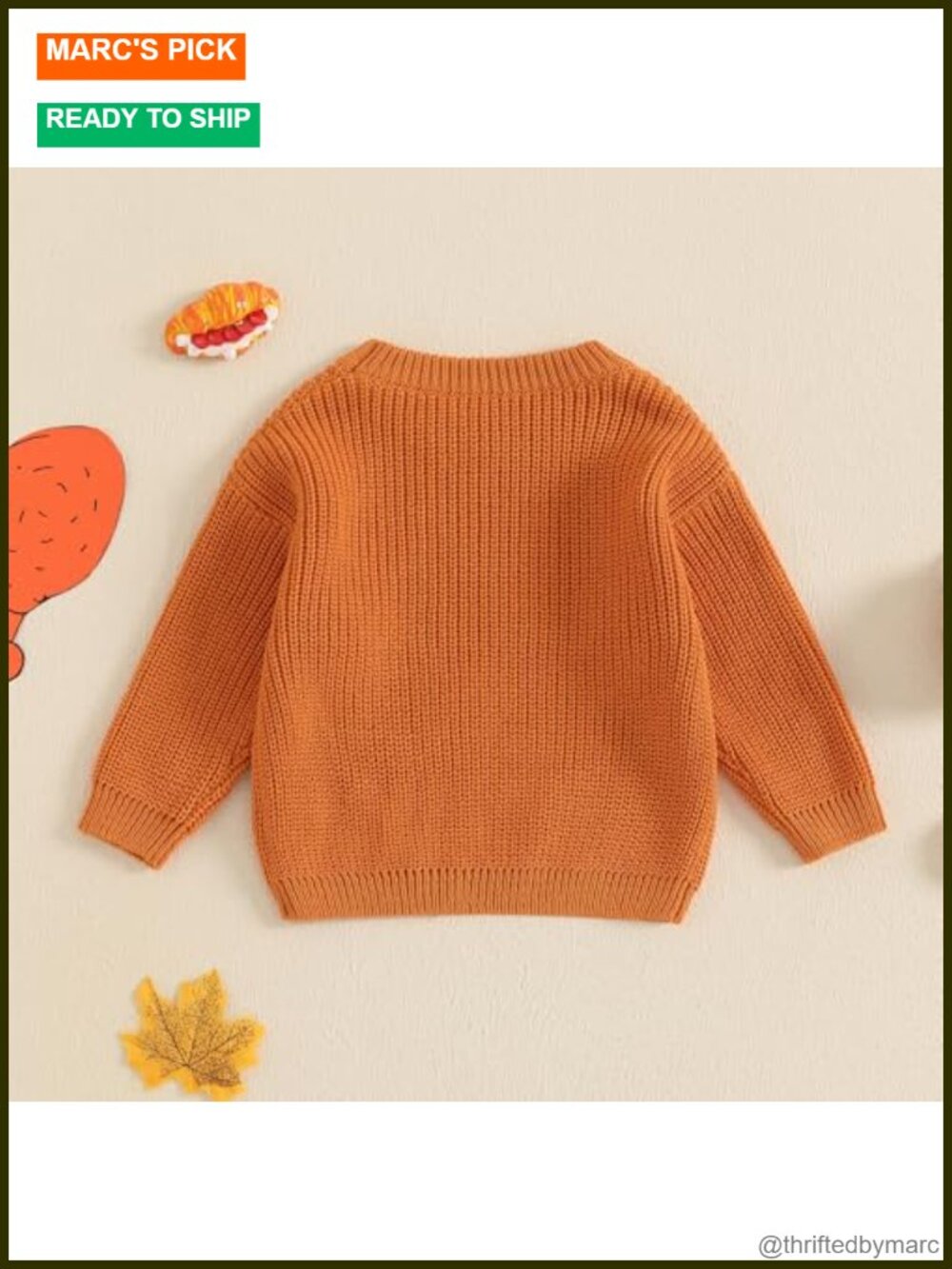 Baby Girl Boy Thanksgiving Sweater Long Sleeve Knit Cotton Blend Fall Winter - Picture 3 of 6
